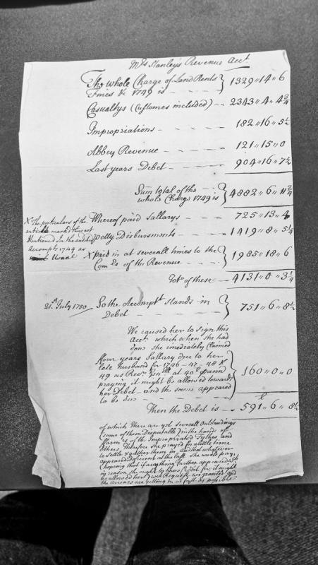 Mrs Stanley's Revenue Account for 1749 with audit and settlement