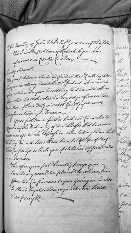 Petition of Robert Logan, prisoner in Castle Rushen, for release on bail