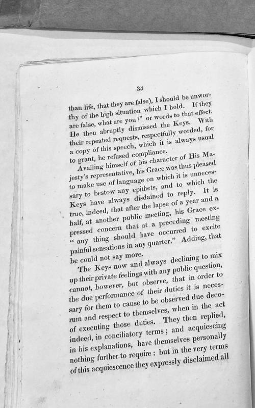 House of Keys response to Governor's dismissive conduct and refusal to provide speech copy