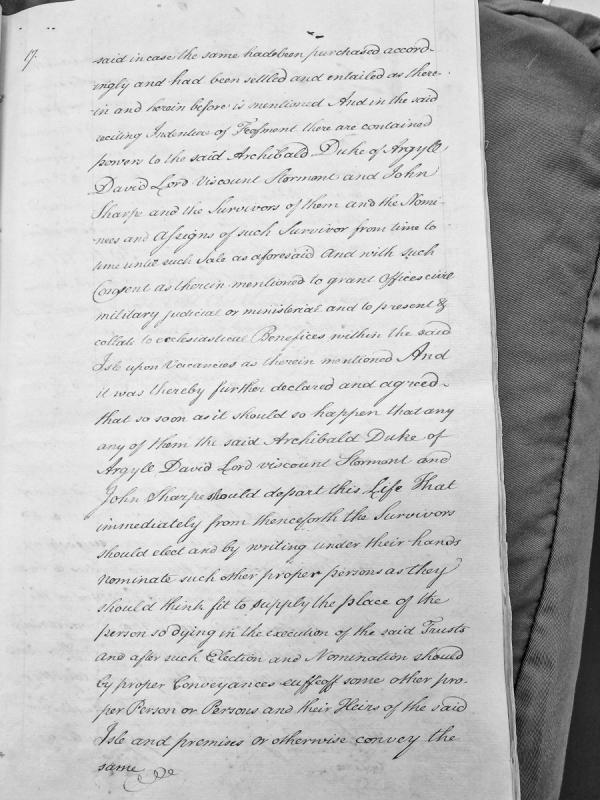 Excerpt from indenture of feofment concerning powers of trustees over Isle of Man