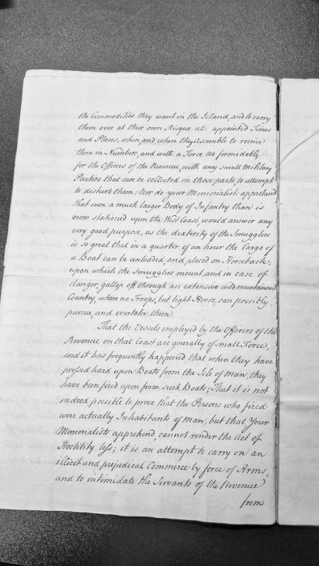 Petition regarding smuggling operations and revenue enforcement difficulties on Isle of Man's west coast