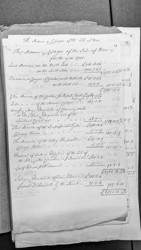 Revenue and Charges of the Isle of Man for the year 1755