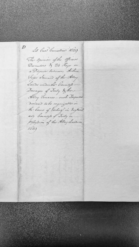 Officers' opinion on dispute between Steward and Abbey Tenants regarding jurisdiction