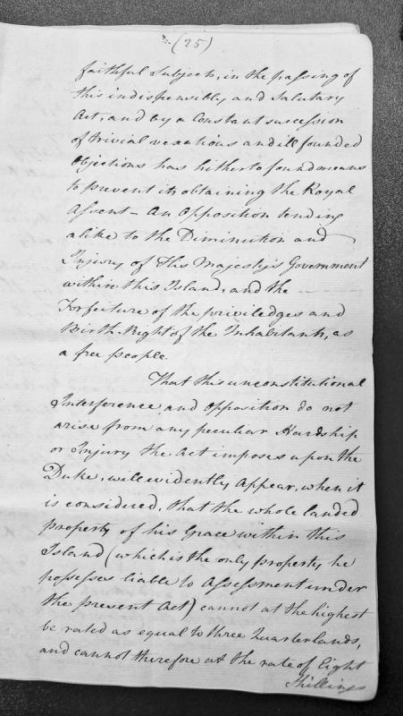 Petition regarding opposition to a fiscal act and the Duke's property assessment