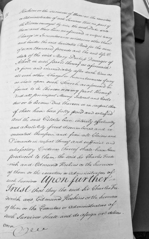 Trust deed regarding conveyance of estates by the Duke of Atholl to Hoskins