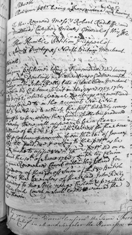 Petition of James Dunlop against executors of John Kelly for recovery of £236 8s 8d