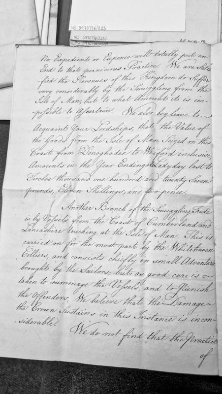 Report on smuggling from the Isle of Man and revenue losses