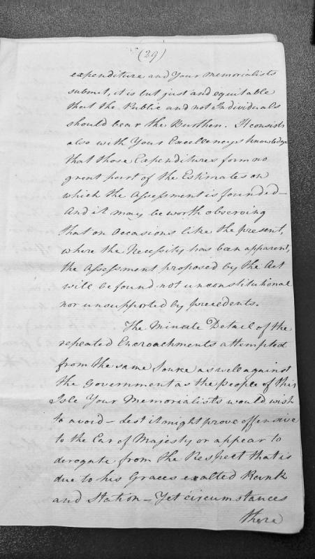 Memorial regarding public expenditure and assessment burden on Isle of Man