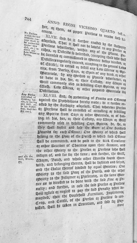 Legislation prohibiting unlicensed distillation of spirits in Isle of Man parishes