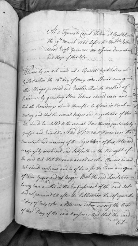 Tynwald Court clarification on Act of 1763 regarding Stone Tokens procedure and judicial fees