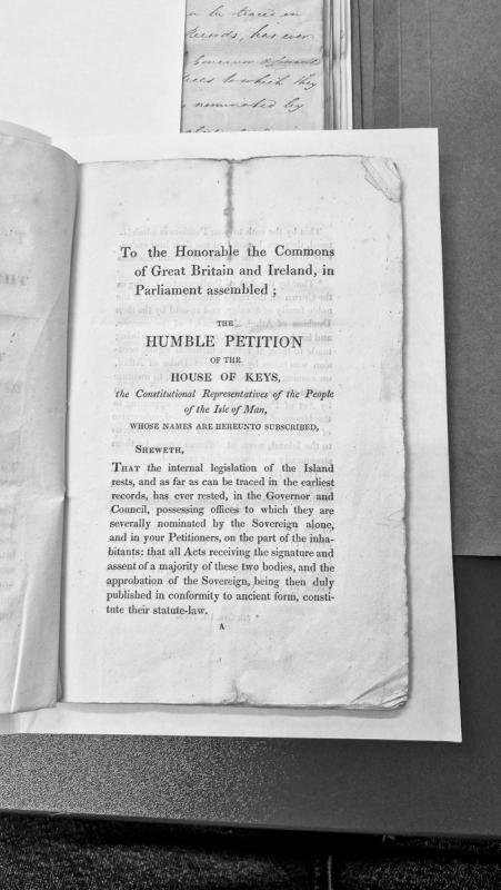 Petition from House of Keys to Parliament regarding Isle of Man's internal legislation