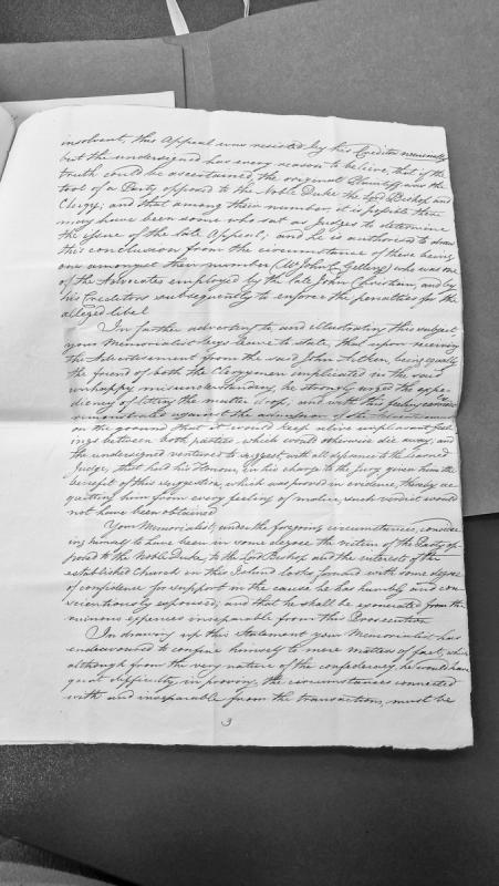 Memorial regarding libel prosecution and alleged judicial bias against established Church