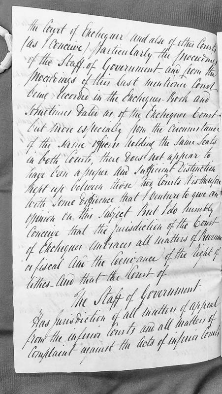 Opinion on jurisdiction of Court of Exchequer and Staff of Government