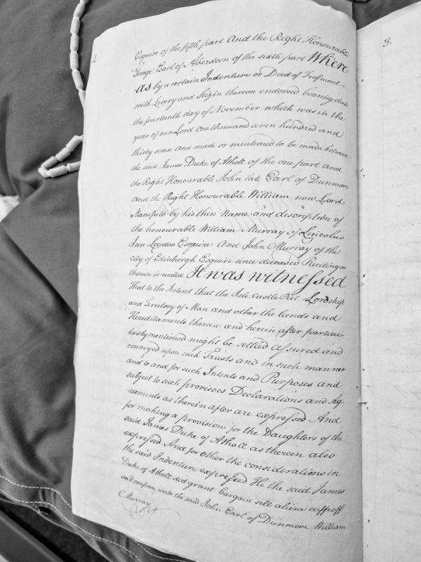 Indenture of Feofment concerning the Isle of Man and lands, dated 1737.