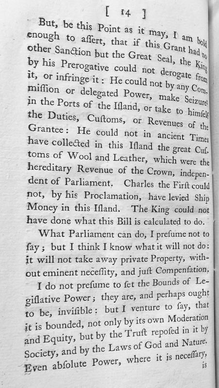 Legal argument on royal prerogative, parliamentary power, and property rights
