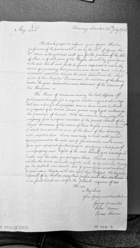 Treasury proposal to treat for purchase of Isle of Man to prevent illicit trade