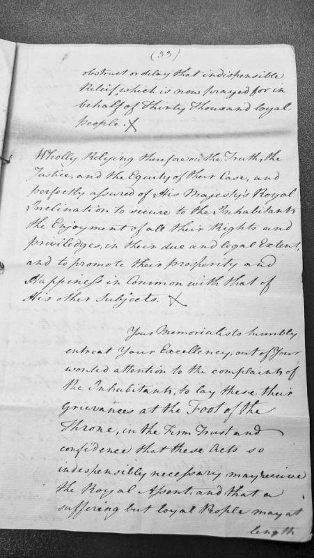 Petition on behalf of thirty thousand loyal people seeking relief and royal assent