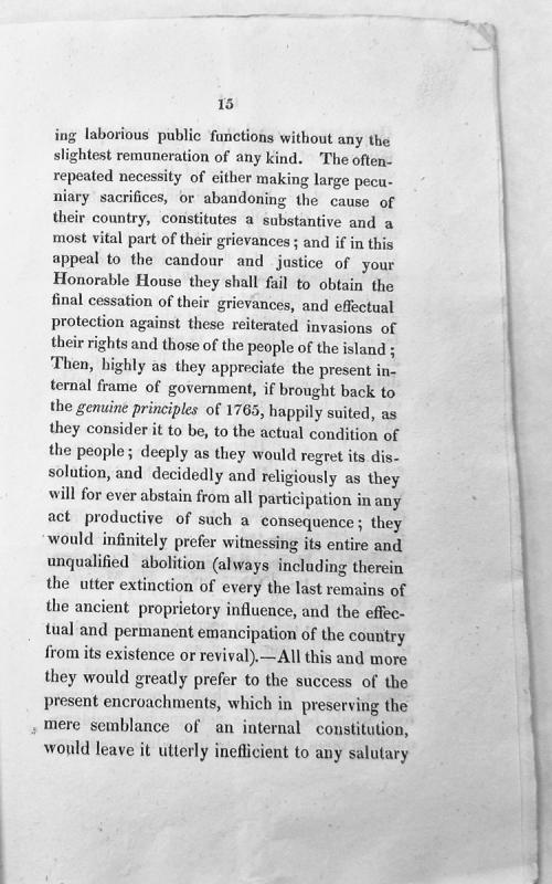 Petition regarding grievances and calls for restoration of 1765 principles of government