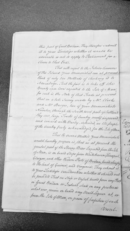 Petition on interior commerce of Isle of Man and regulation of exports