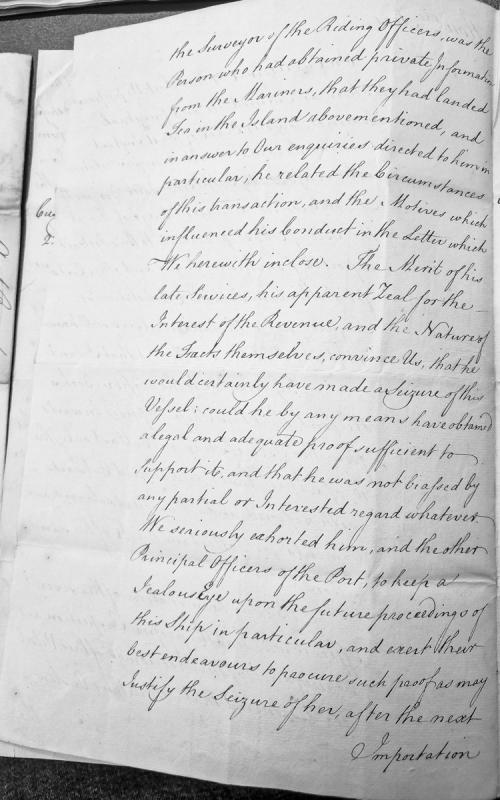 Report on suspected tea smuggling and revenue officer conduct