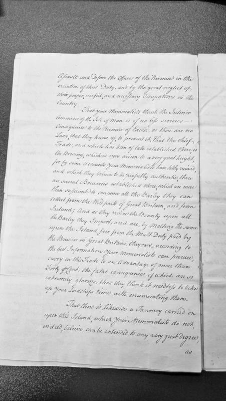 Petition regarding illicit commerce, assault on revenue officers, and breweries/tanneries on Isle of Man