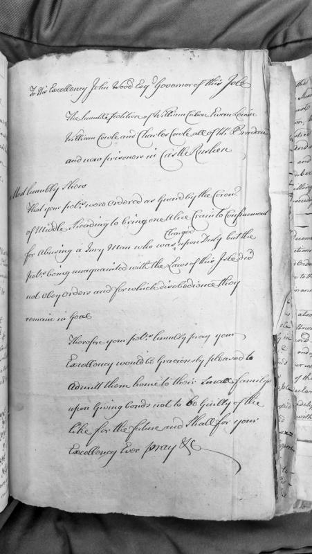 Petition of four prisoners seeking release from Castle Rushen