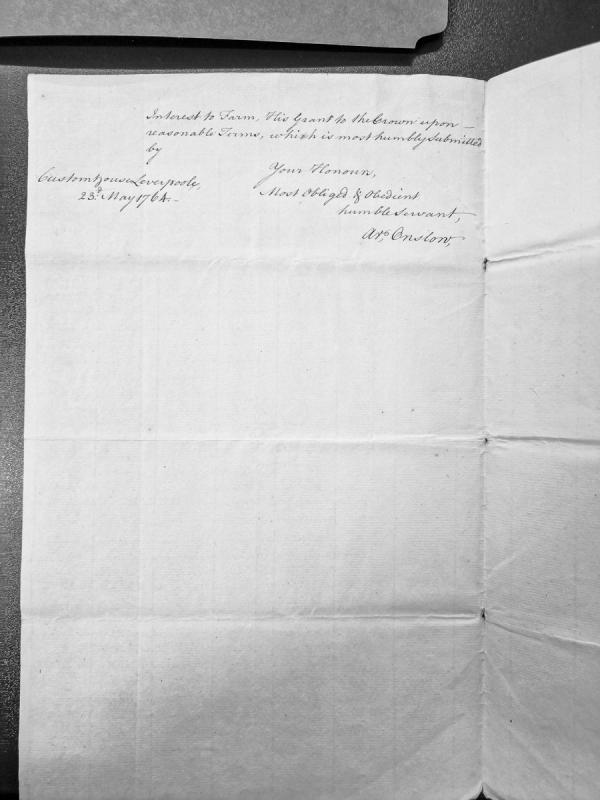 Submission regarding farm interest and grant to Crown from Custom House Liverpool