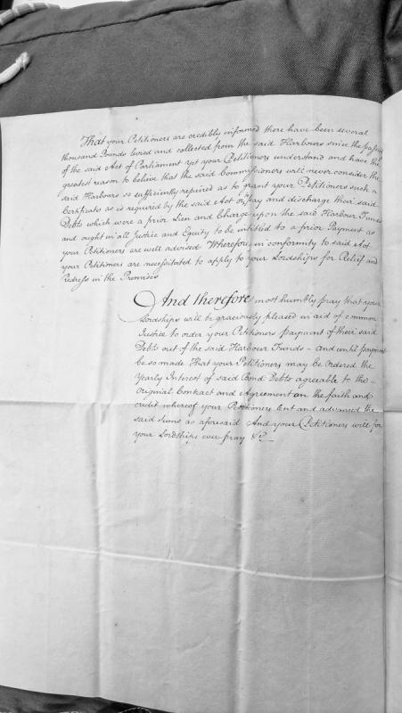 Petition for payment of debts from harbour funds with interest