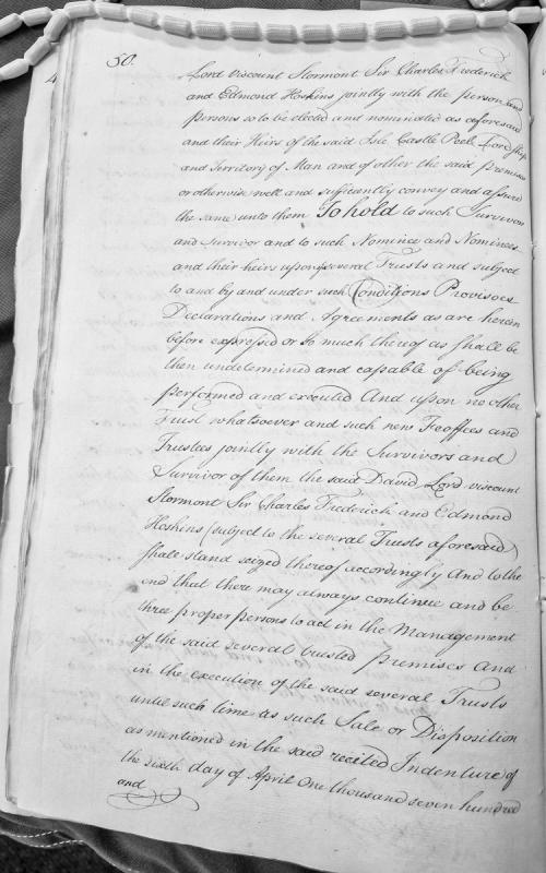 Trust deed establishing feoffees for Isle of Man Castle and premises
