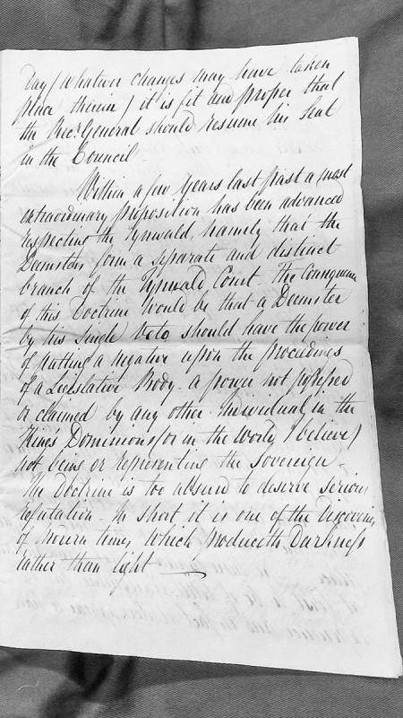 Opinion on the Receiver General's seat in Council and Deemsters' role in Tynwald