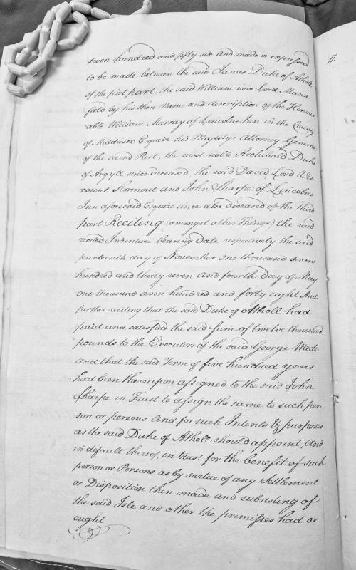 Indenture concerning James Duke of Atholl's settlement of Isle of Man premises