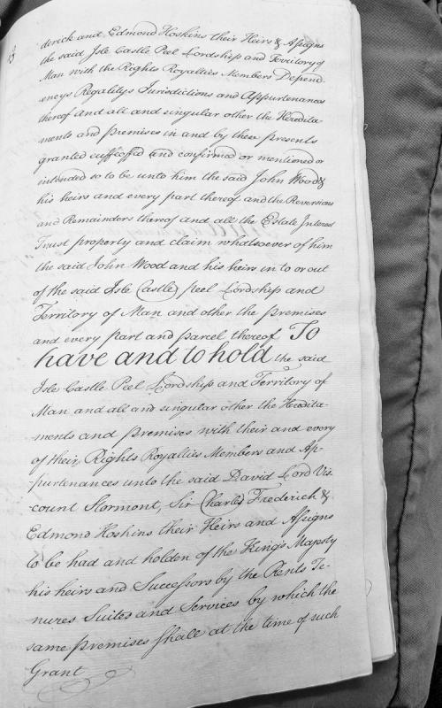 Grant of Isle of Man, Castle Peel, Lordship and Territory with rights and appurtenances