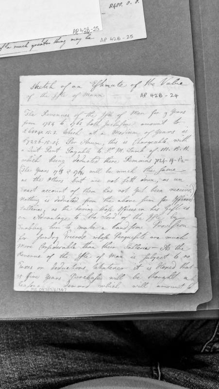 Estimate of the value of the Isle of Man based on 9 years of revenues (1754-1762)