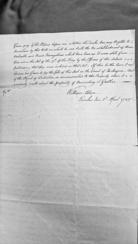 Legal opinion on the Duke's rights and property claims under an Act