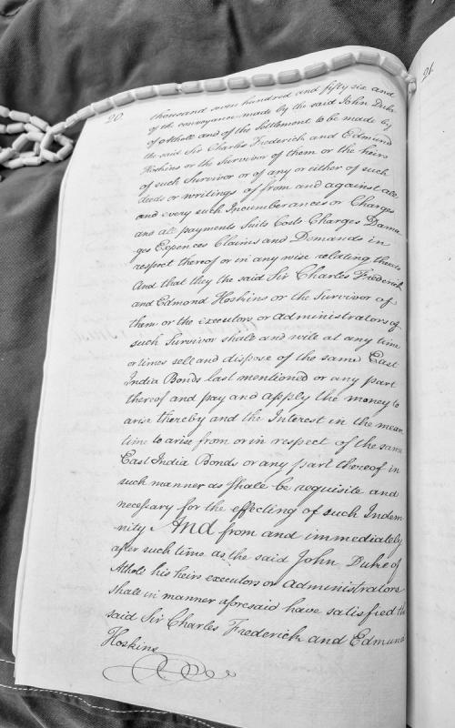 Indemnity bond concerning East India Bonds and conveyance by John Duke of Athol