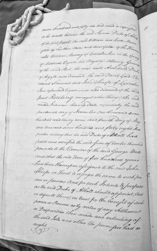 Indenture concerning James Duke of Atholl and Isle of Man settlement