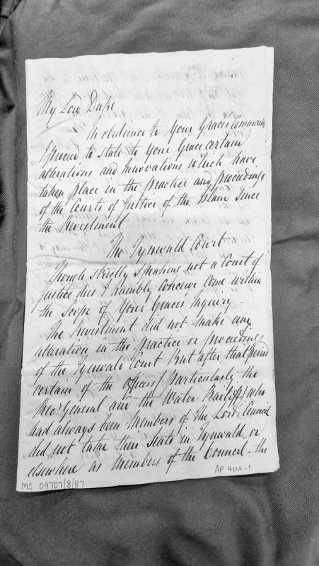 Report on alterations to Isle of Man courts of justice since the Revestment