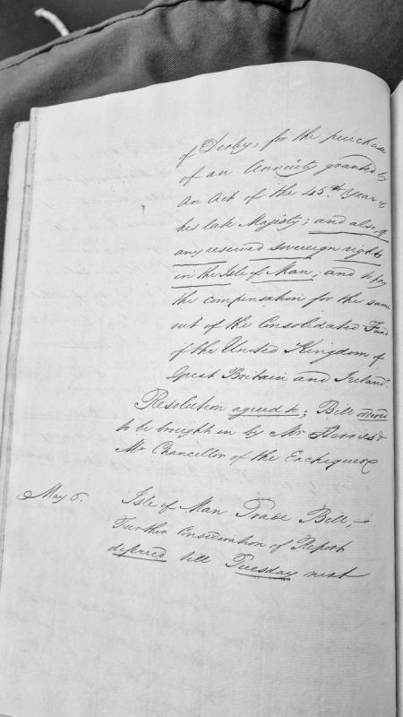 Parliamentary resolution regarding Isle of Man annuity and sovereign rights