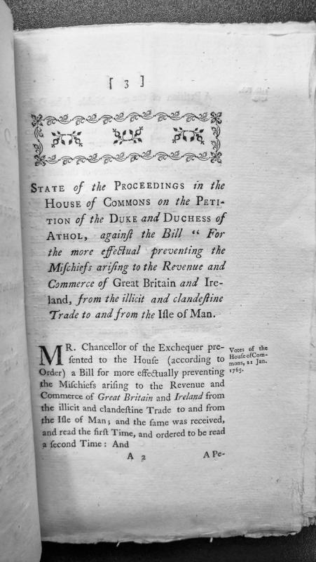 House of Commons proceedings on Duke and Duchess of Athol petition against Isle of Man trade bill