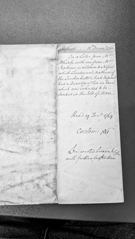 Report on vessel carrying tea intended for Isle of Man