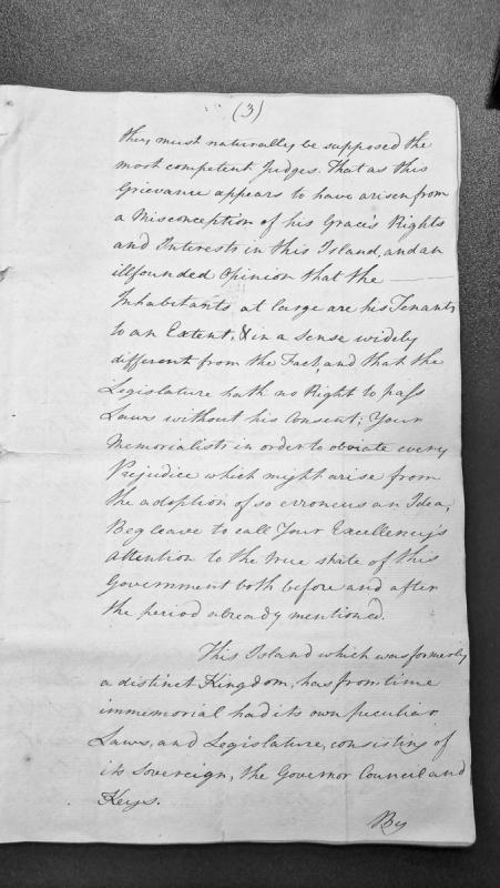 Petition addressing misconceptions regarding the Duke's rights and the island's legislative authority