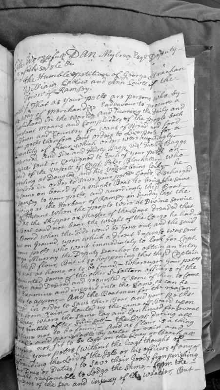 Petition regarding flour cargo landed at Ramsey without customs entry