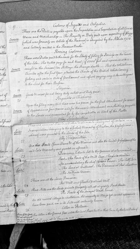 Revenue sources: customs, herring duties, seizures, abbey properties, demesnes, mills